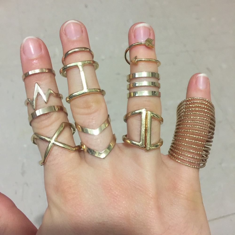 NEW 11 gold color midi tips rings festival boho